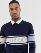Nicce Polo Shirt With Contrast Sleeves-white