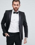 Asos Design Slim Tuxedo Suit Jacket In Black - Black