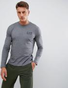Ea7 Train Logo Series Large Logo Long Sleeve T-shirt With Back Print In Gray - Gray