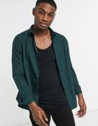 River Island Long Sleeve Poplin Shirt In Green