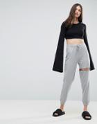 Asos Jogger With Cut Out Ring Detail - Gray