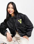 Vero Moda Frsh Satin Bomber Jacket In Black