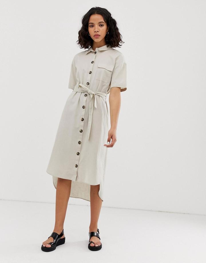 Noisy May Button Through Utility Shirt Dress-multi