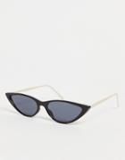 Svnx Thin Cat Eye Sunglasses In Black And Gold