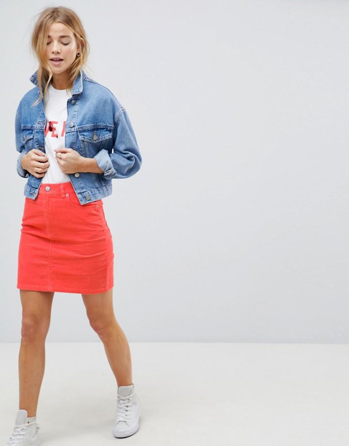 Asos Cord Original Skirt In Coral - Orange