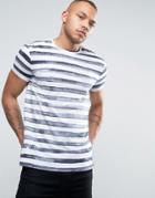 Esprit Crew Neck T-shirt In Painted Stripe Print - White