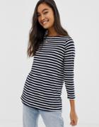 Asos Design Stripe Slouchy Long Sleeve T-shirt In Stripe - Multi