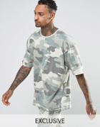 Other Uk Oversized Camo T-shirt In Heavyweight - Blue