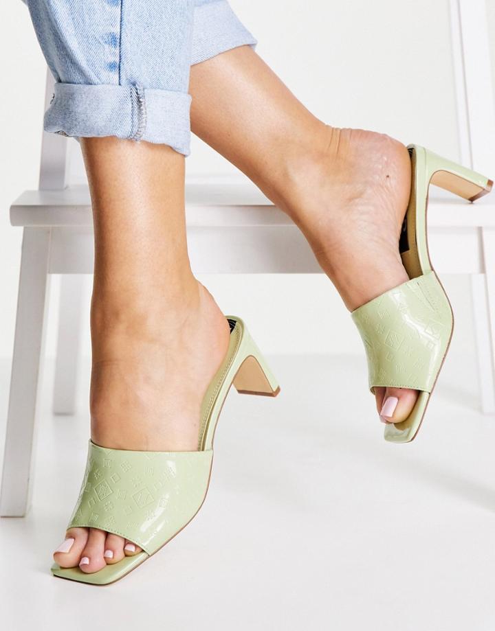 River Island Mule Kitten Heel Sandal In Green