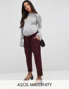 Asos Maternity Woven Peg Pants With Obi Tie - Red