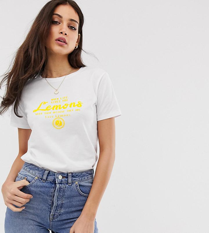 Stradvivarius Lemons Tee In White - White