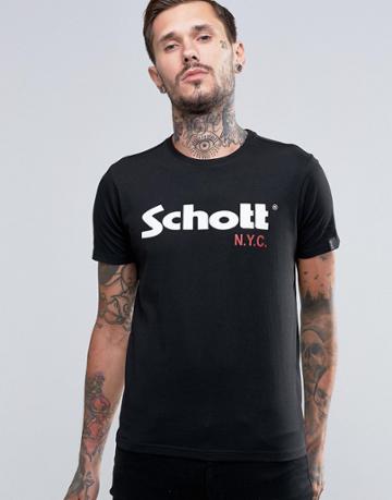 Schott Large Logo T-shirt - Black