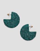 Asos Design Hoop Earrings In Color Drench Crystals - Green