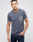 Selected Homme Tee With Stripe Pocket - Navy