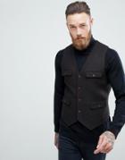 Asos Skinny Texture Vest In Brown Wool Mix - Brown