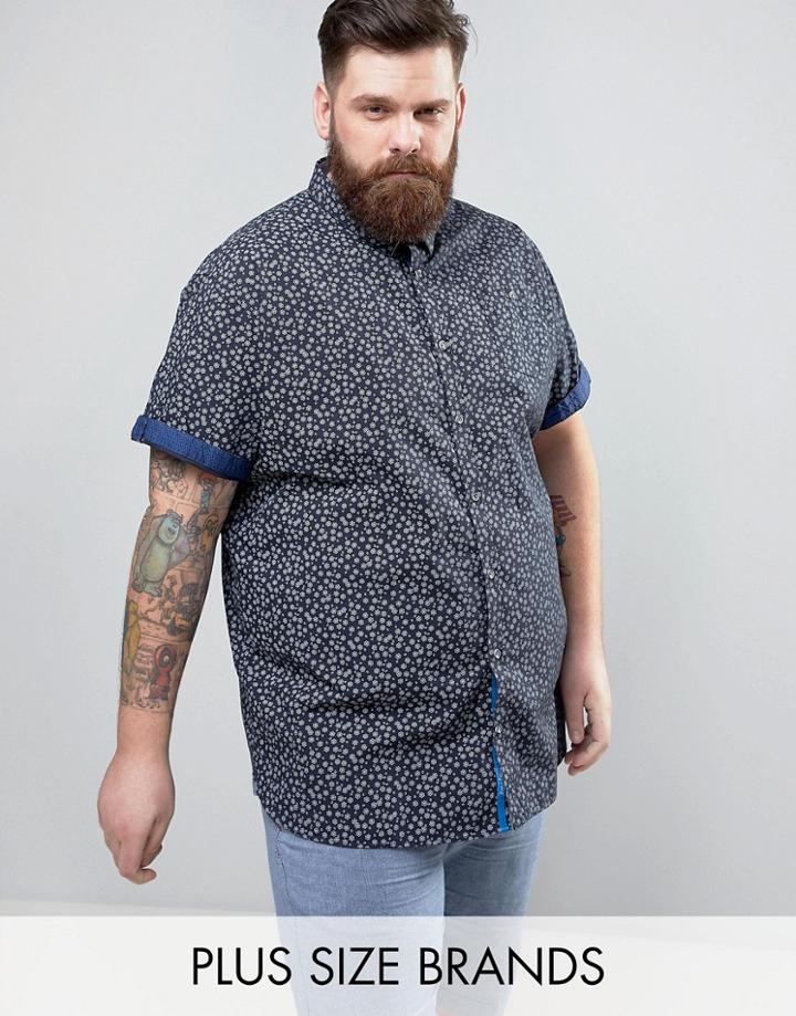 Duke Plus Floral Shirt In Navy - Blue