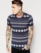 Asos Muscle T-shirt With Geo-tribal Print In Gray - Gray