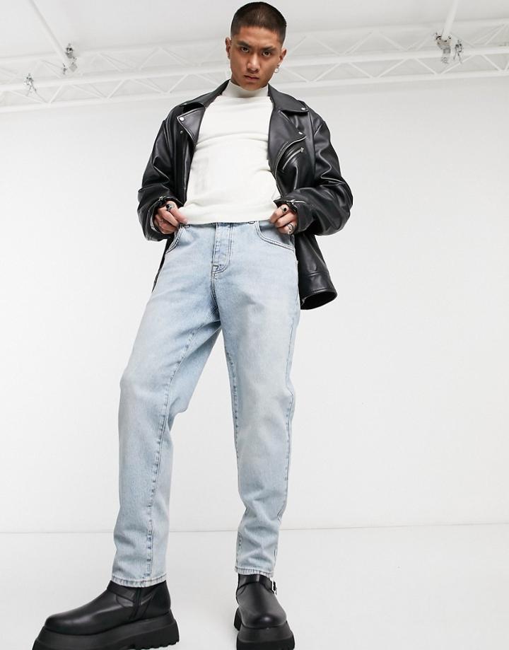 Asos Design Stretch Classic Jeans In Vintage Light Wash-blues