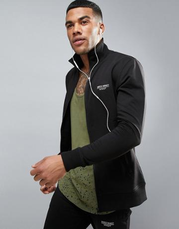 Muscle Monkey Track Jacket In Black Muscle Fit - Black