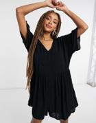 In The Style X Jac Jossa V Neck Trapeze Mini Dress In Black