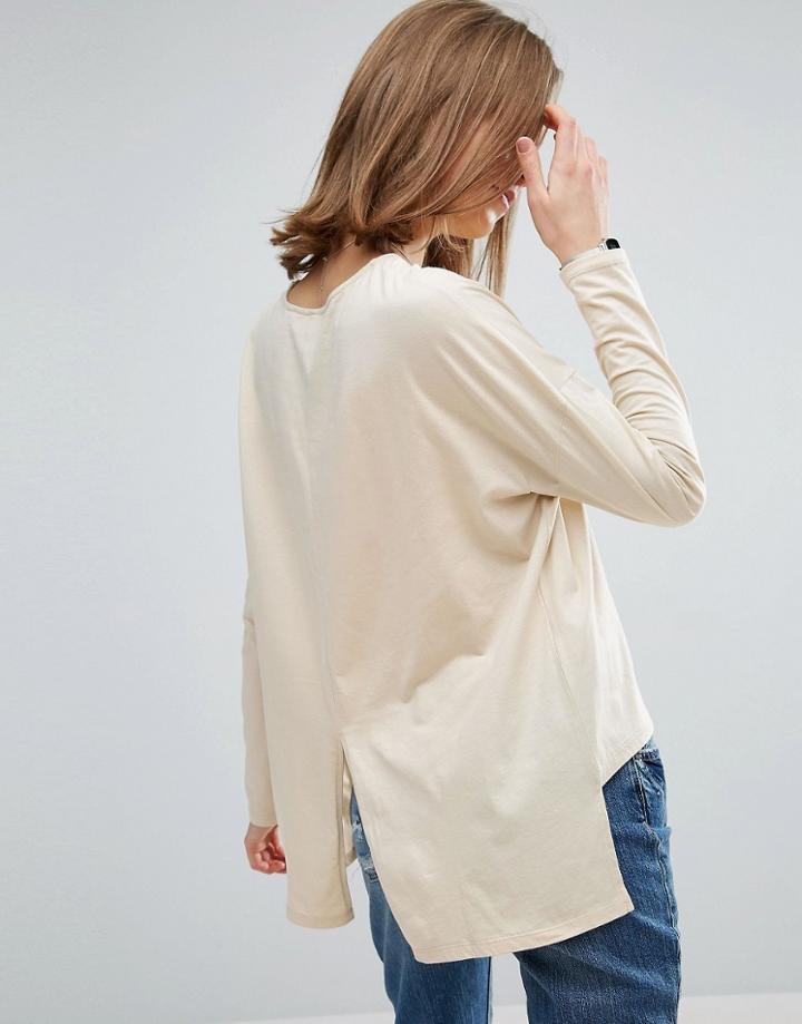 Asos Oversize Long Sleeved Split Back Top - Red