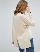 Asos Oversize Long Sleeved Split Back Top - Red