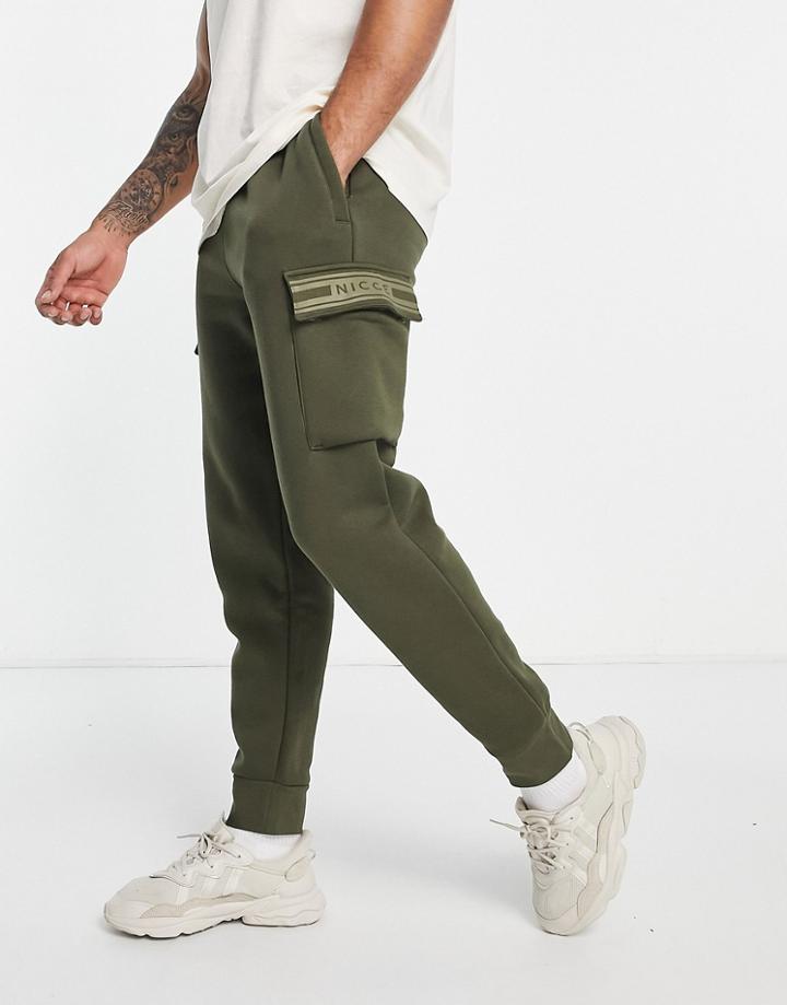 Nicce Kota Cargo Sweatpants In Khaki-green