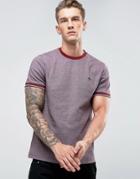 Original Penguin Birdseye T-shirt Small Logo Slim Fit In Dark Red - Red