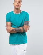 Asos Relaxed T-shirt With Roll Sleeve And Contrast Neck - Green