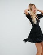 Asos Tiered Mini Dress - Black