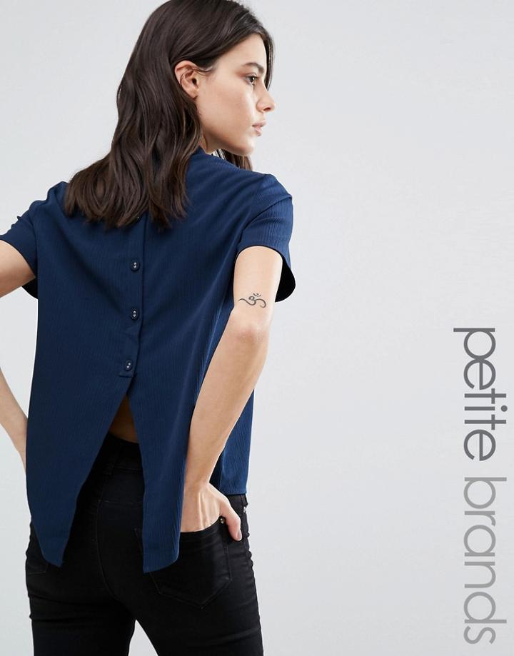 Vero Moda Petite Button Back Crop Top - Navy