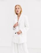 Asos Design Cream Cord Suit Blazer-white