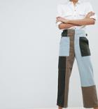 Asos Design Straight Leg Pants In Patchwork Cord - Multi