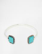 Asos Square Open Arm Cuff - Turquoise