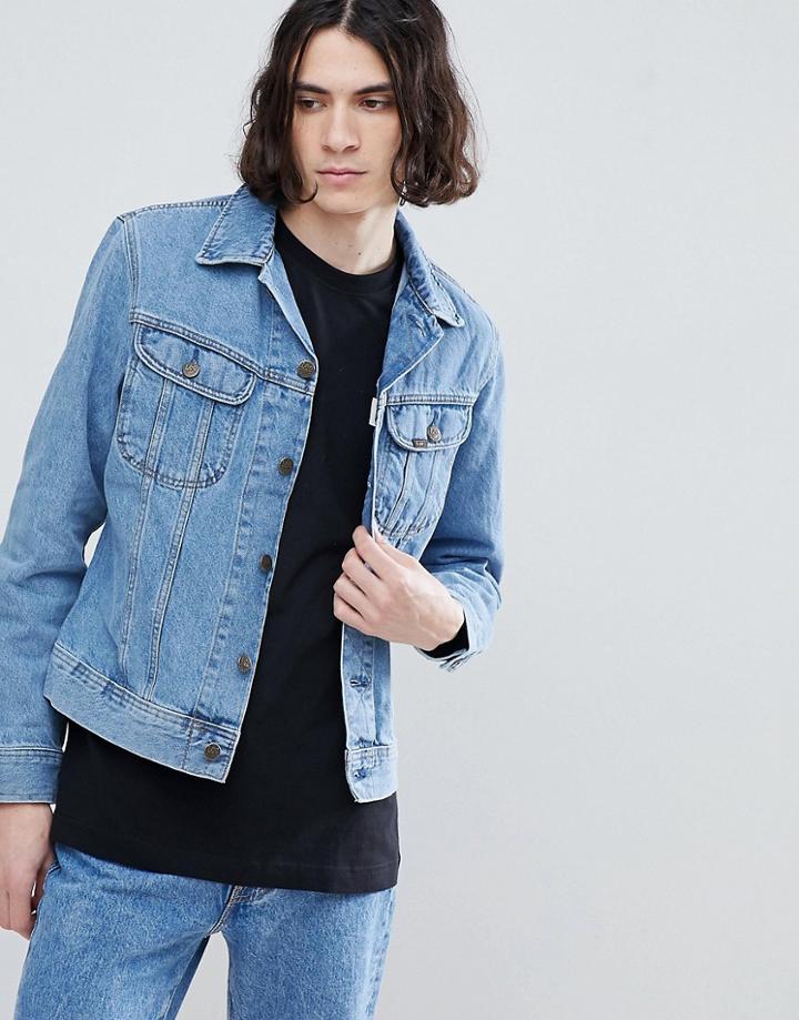 Lee Slim Rider Jacket In Super Stonewash - Blue