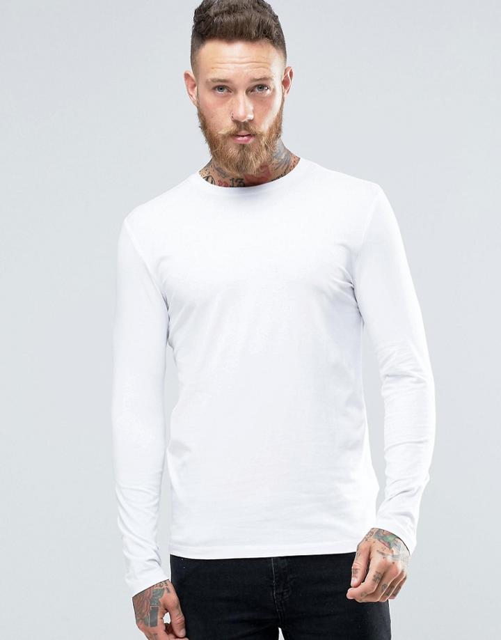 New Look Crew Neck Long Sleeve Top In White - White