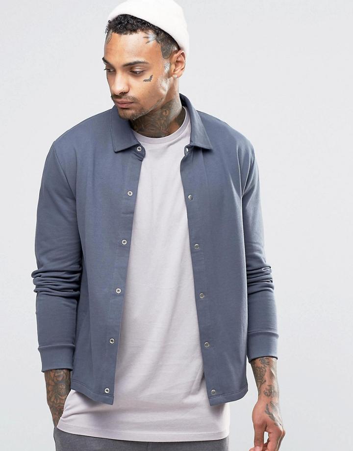 Asos Jersey Harrington Jacket In Navy - Ebony