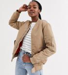 Another Reason Boyfriend Style Bomber Jacket With Contrast Lining