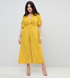 Asos Curve Tea Jumpsuit With Knot Front - Yellow
