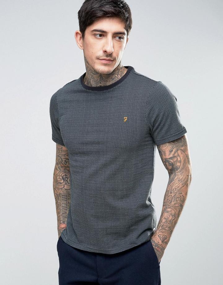 Farah Lawrence Jacquard T-shirt Slim Fit In Navy - Navy