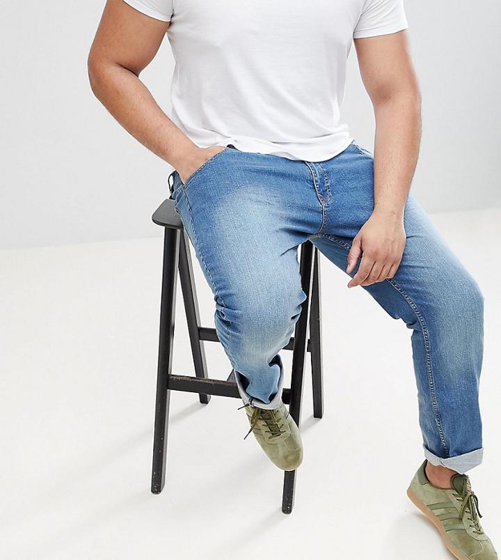 Loyalty And Faith Plus Regular Stretch Fit Jeans In Midwash - Blue