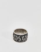 Asos Design Ring With Rope Emboss In Burnished Silver - Silver