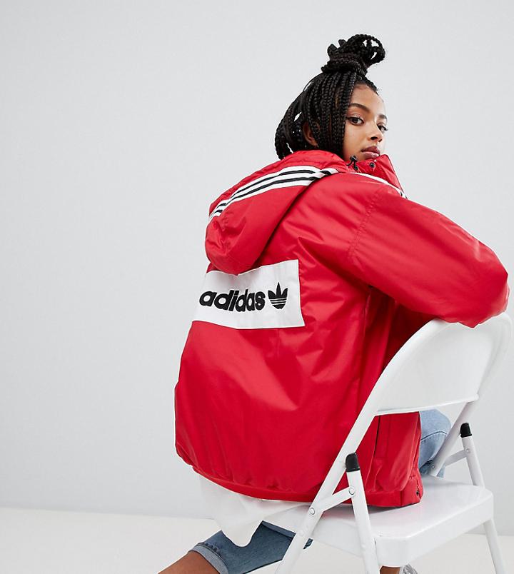 Adidas Originals Stadium Coat In Red - Red