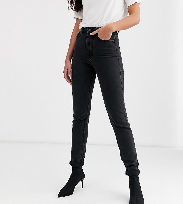 Vero Moda Tall High Waist Ankle Grazer Mom Jean In Black - Black