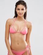 Asos Mix And Match Mesh Insert Micro Triangle Bikini Top - Pink