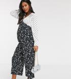 Asos Design Maternity Mixed Polka Dot Tea Jumpsuit-multi