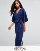Asos Tall Kimono Plunge Midi Dress - Multi