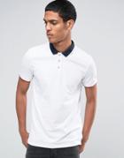Celio Slim Fit Polo With Contrast Collar - White