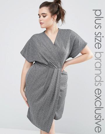 Closet Plus Metallic Wrap Dress - Silver