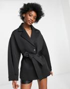 Asos Design Extreme Sleeve Scuba Jacket In Black-grey